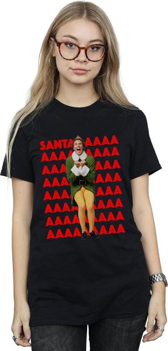 Actual product image Elf Womens/Ladies Buddy Santa Scream Cotton Boyfriend T-Shirt (S)