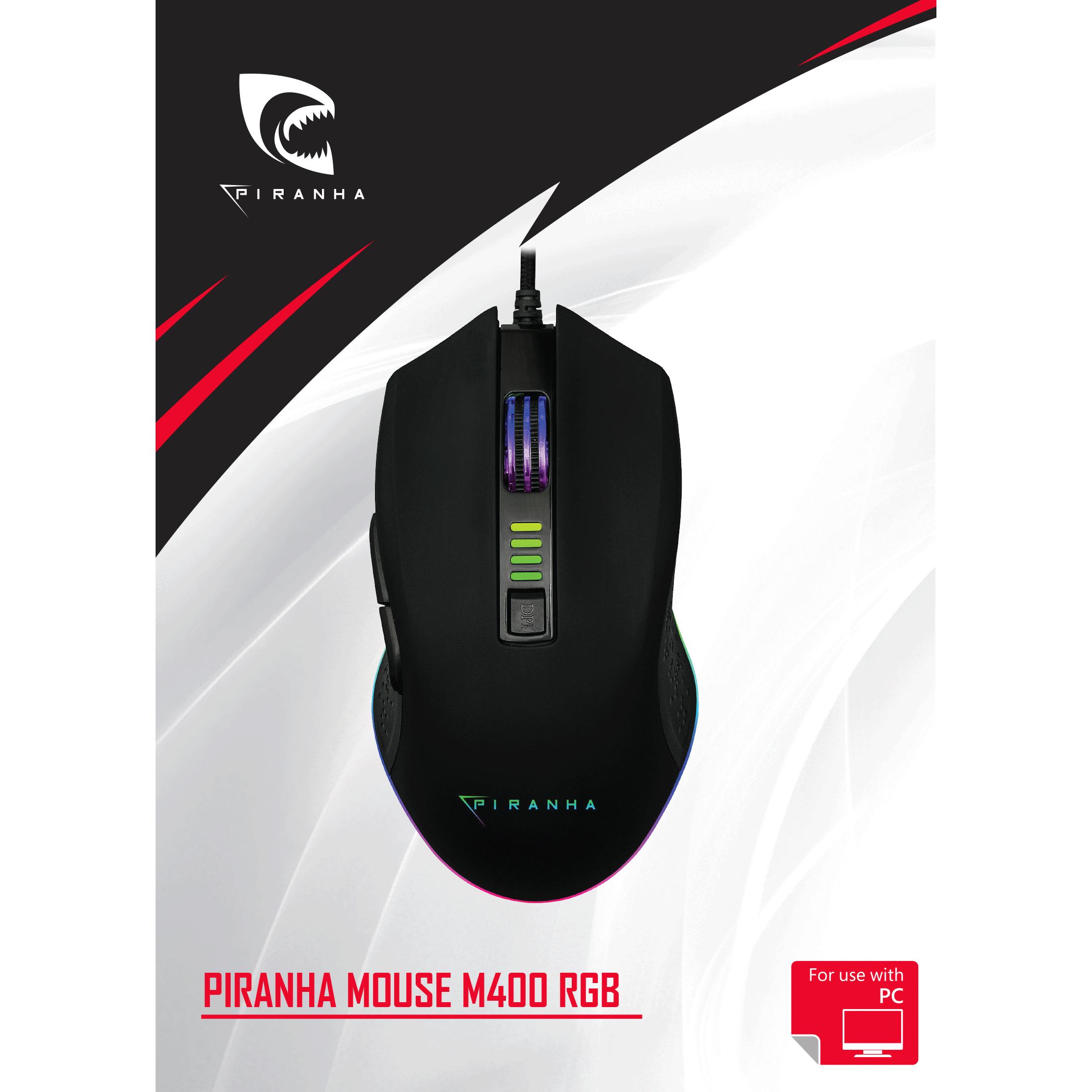 Piranha Mouse M400 RGB, Mouse, Multicolore
