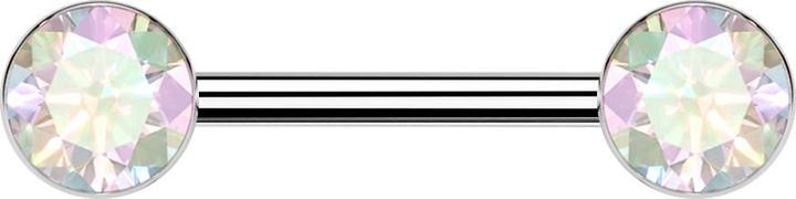 Immagine prodotto Star Piercing Barbell Threadless argento con due semisfere argento cristallo multicolore (Titanio, senza ottone)
