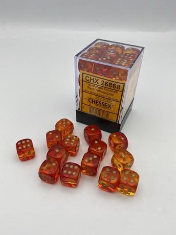Produktbild Chessex Gemini® 12mm d6 Translucent Red-Yellow/gold Dice Block (36 dice)