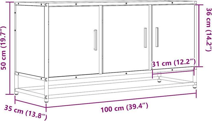 Produktbild VidaXL TV Schrank Lowboard Fernsehschrank Fernsehtisch Braun Eichen-Optik (100 x 35 x 50 cm)