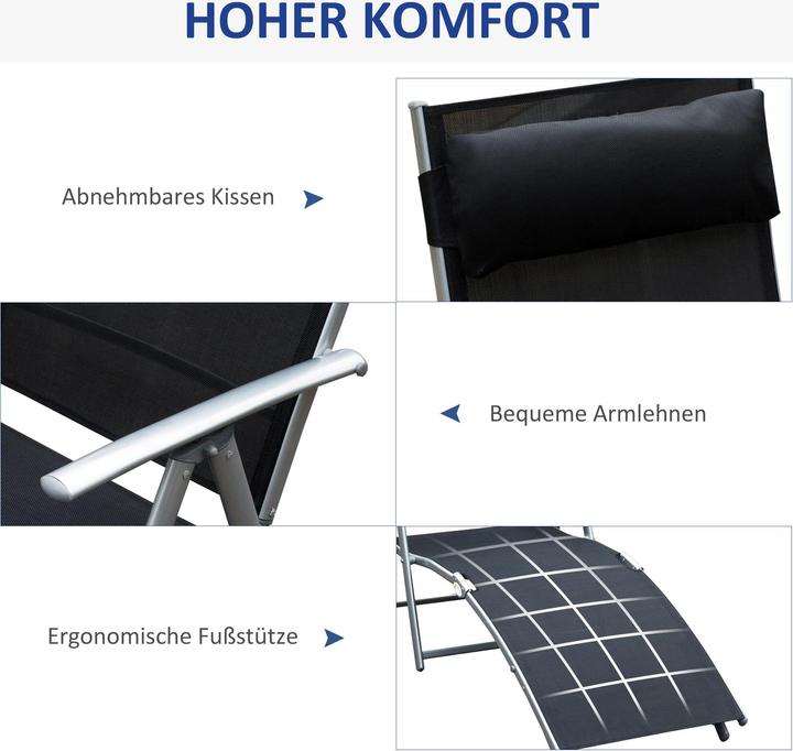 Actual product image Outsunny Garden lounger with cushion (180 cm)