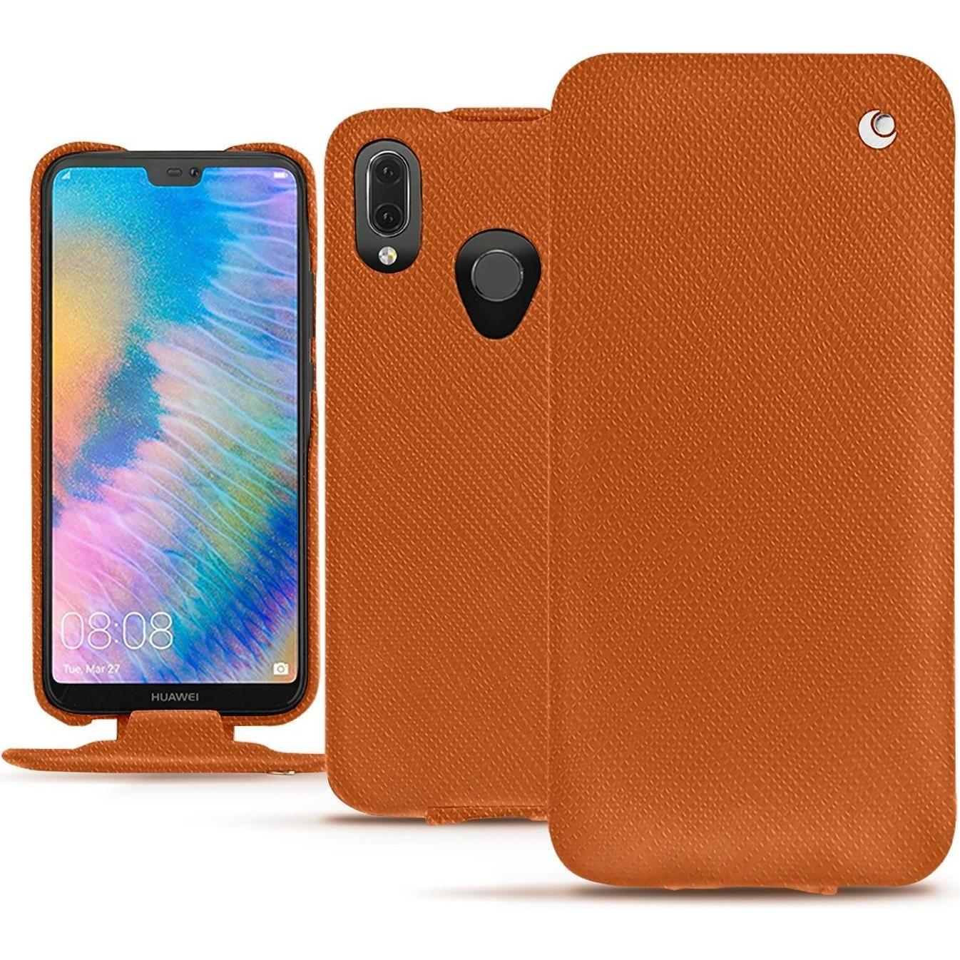 Noreve Lederschutzhülle vertikal (Huawei P20 Lite), Smartphone Hülle, Orange