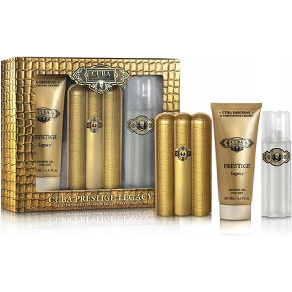 Cuba, Set regalo bellezza, Set regalo Prestige Legacy per uomo 3.3 fl.oz. Eau De Toilette Spray, 3,3 fl.oz. Dopobarba, 6,6