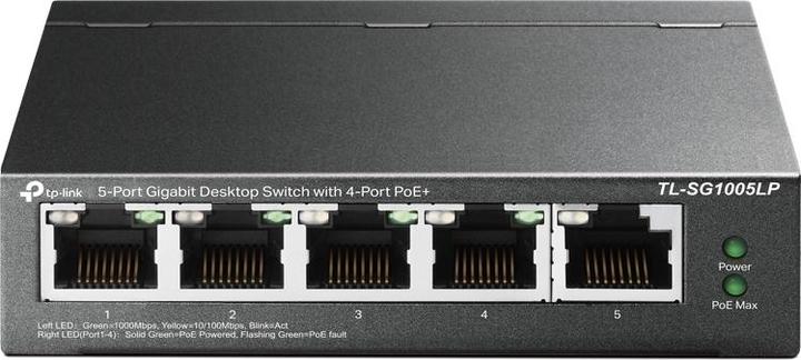Produktbild TP-Link TL-SG1005LP - V1 - switch - unmanaged - 5 x 10/100/1000 (4 PoE+) - desktop, wall-mountable - (5 Ports)