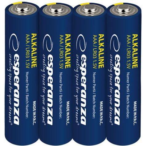 Esperanza Alkaline Batteries AAA 4pcs. Shrink Foil Wrapped (4 pz.), Batterie + pile