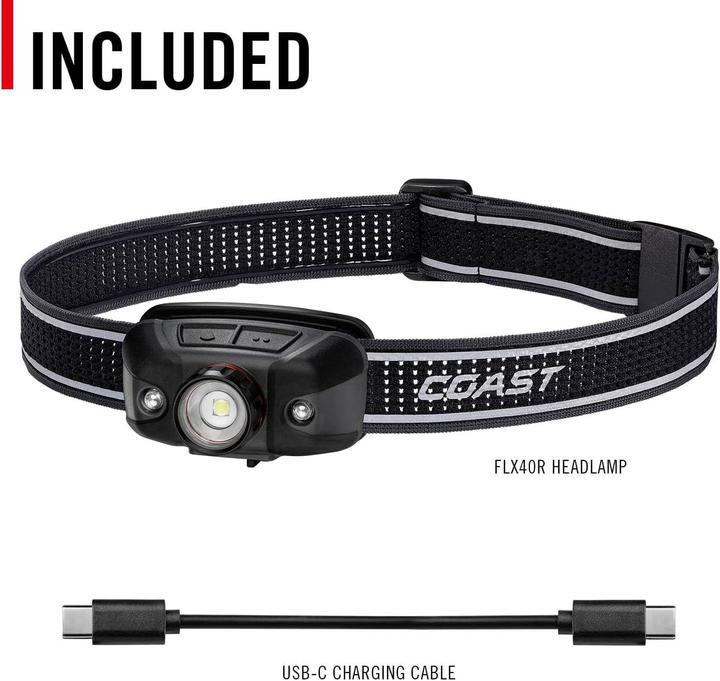 Produktbild Coast FLX40R Wiederaufladbare Stirnlampe mit dreifarbigem Licht 800 lumen (800 lm)