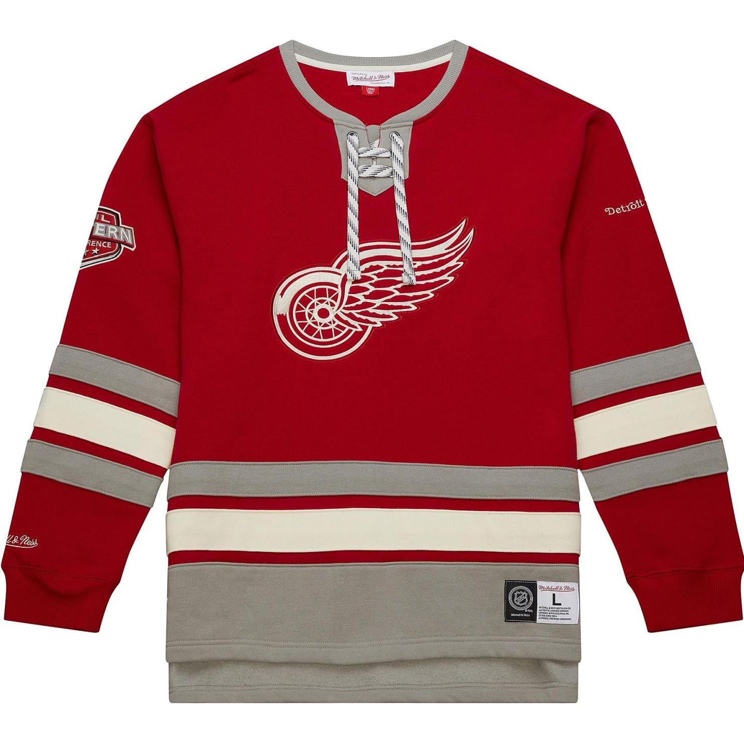 Mitchell & Ness, Herren, Pullover, M&N Detroit Red Wings NHL Lace-Up Heritage Hoody - S, Rot, (S)