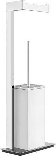 Gessi Rettangolo accessories stand combination paper roll holder and toilet brush set, container whi