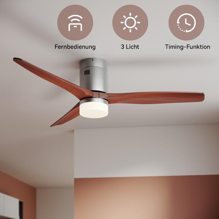 Produktbild SONNI 52 Zoll Deckenventilator mit Licht und Fernbedienung, 5 Geschwindigkeiten, 3 Farblichter, Glei