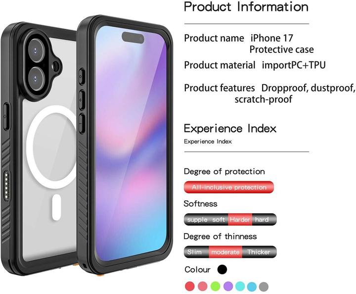 Image du produit 4smarts Hülle, Housse, Apple, iPhone 17, 16 cm (6.3"), Noir, Transparent (Apple iPhone 17)