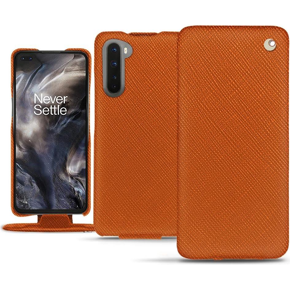 Noreve Lederschutzhülle vertikal (OnePlus Nord), Smartphone Hülle, Orange