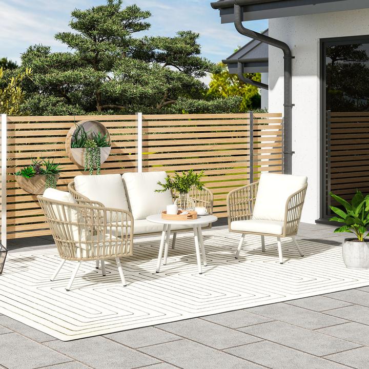 Actual product image Outsunny Rattan Gartenmöbel-Set Stahl, PE-Rattan Khaki