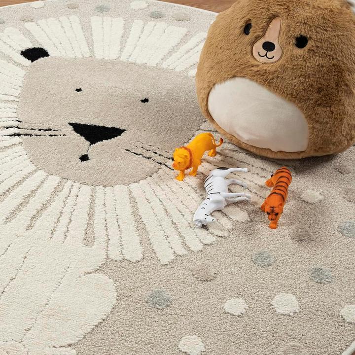 Actual product image The Carpet Runder Kinderzimmerteppich Löwe mit 3D-Effekt (120 cm)