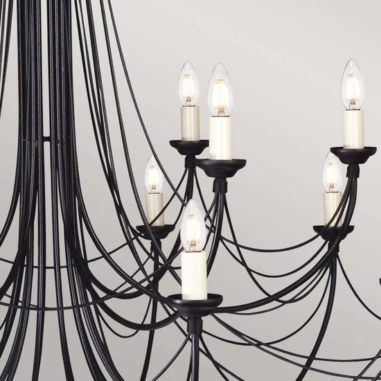 Produktbild Elstead Lighting Carisbrooke Kronleuchter E14 18-fach Schwarz, Made in UK (143 cm)