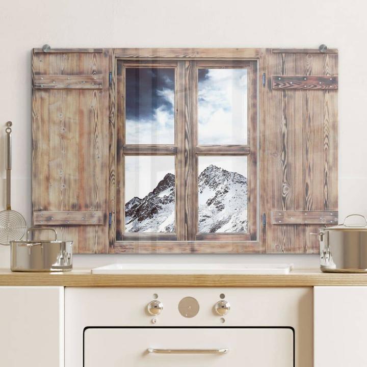 Actual product image Trenddeko 3D wooden windows - Snow Mountain (40 x 60 cm)