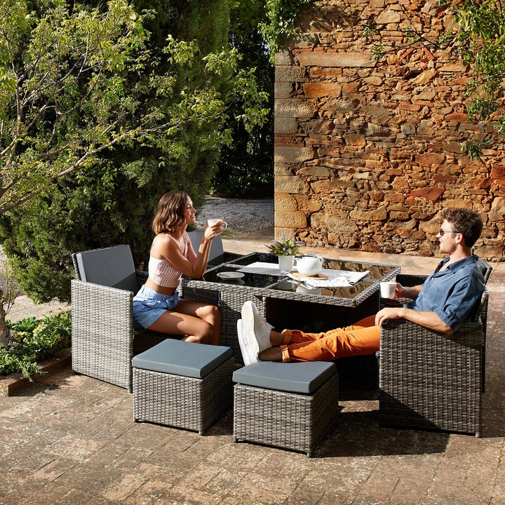 Produktbild tectake Aluminium Rattan Sitzgruppe Manhattan (100 cm)