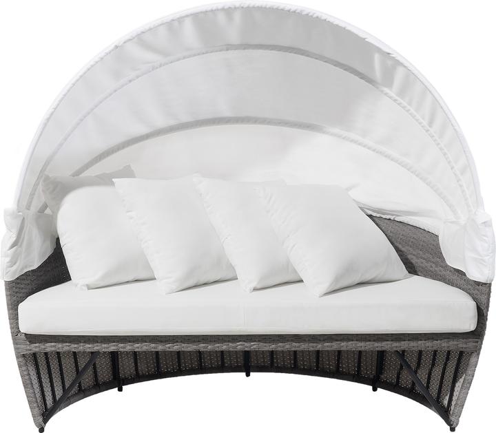 Produktbild Beliani Sonneninsel Rattan grau Sonnendach cremeweiss SYLT LUX