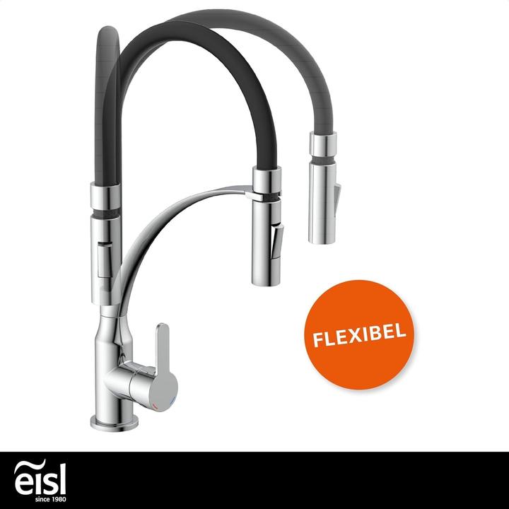 Produktbild Eisl Wasserhahn Küche CARNEO Spültischarmatur Chrom Schwarz Brause Ausziehbar Schwenkbar NI183CARCRB