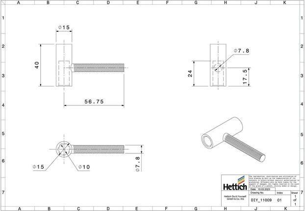 Immagine prodotto Hettich Rahmenoberteil verzinkt 15 mm, 2 Stck