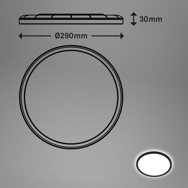 Image du produit Briloner Panneau LED ultra plat avec effet de rétroéclairage + Microwave, IP44, noir (2400 lm)