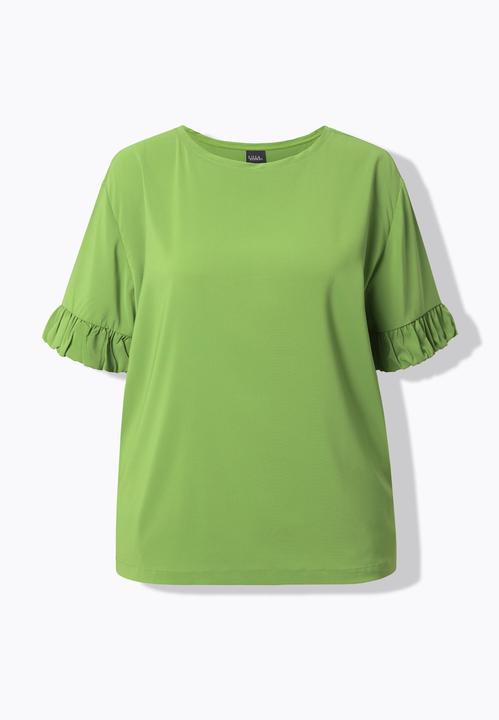 Actual product image Ulla Popken Mixed Material Ruffle Cuff Tee (60)