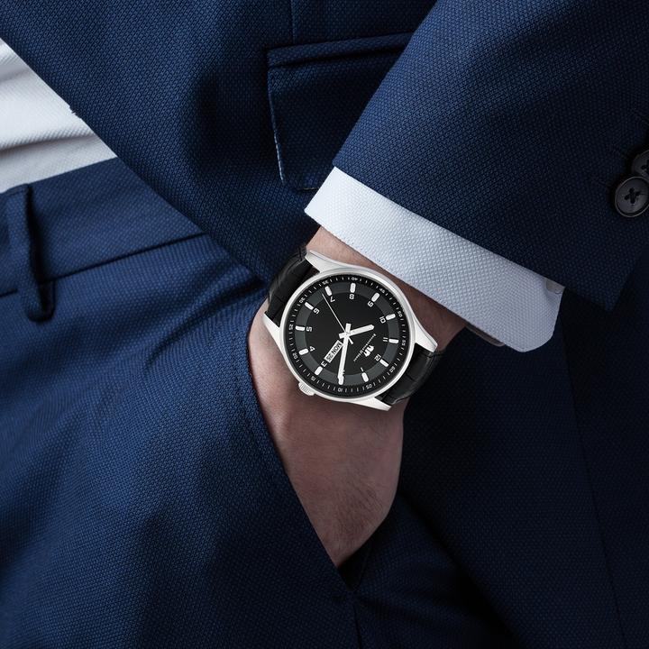 Image du produit Montre à quartz pour homme Couragian en cuir véritable noir - 4466 (Montre analogique, 43 mm)