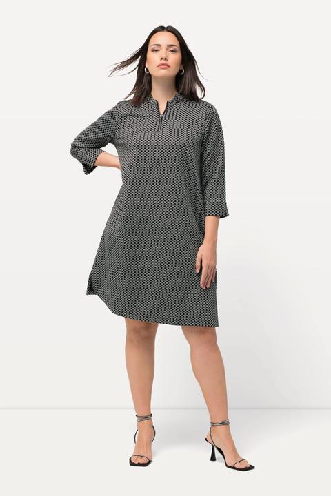 Produktbild Ulla Popken Jacquard-Kleid, Stehkragen, Reissverschluss, 3/4-Arm (46, 48)