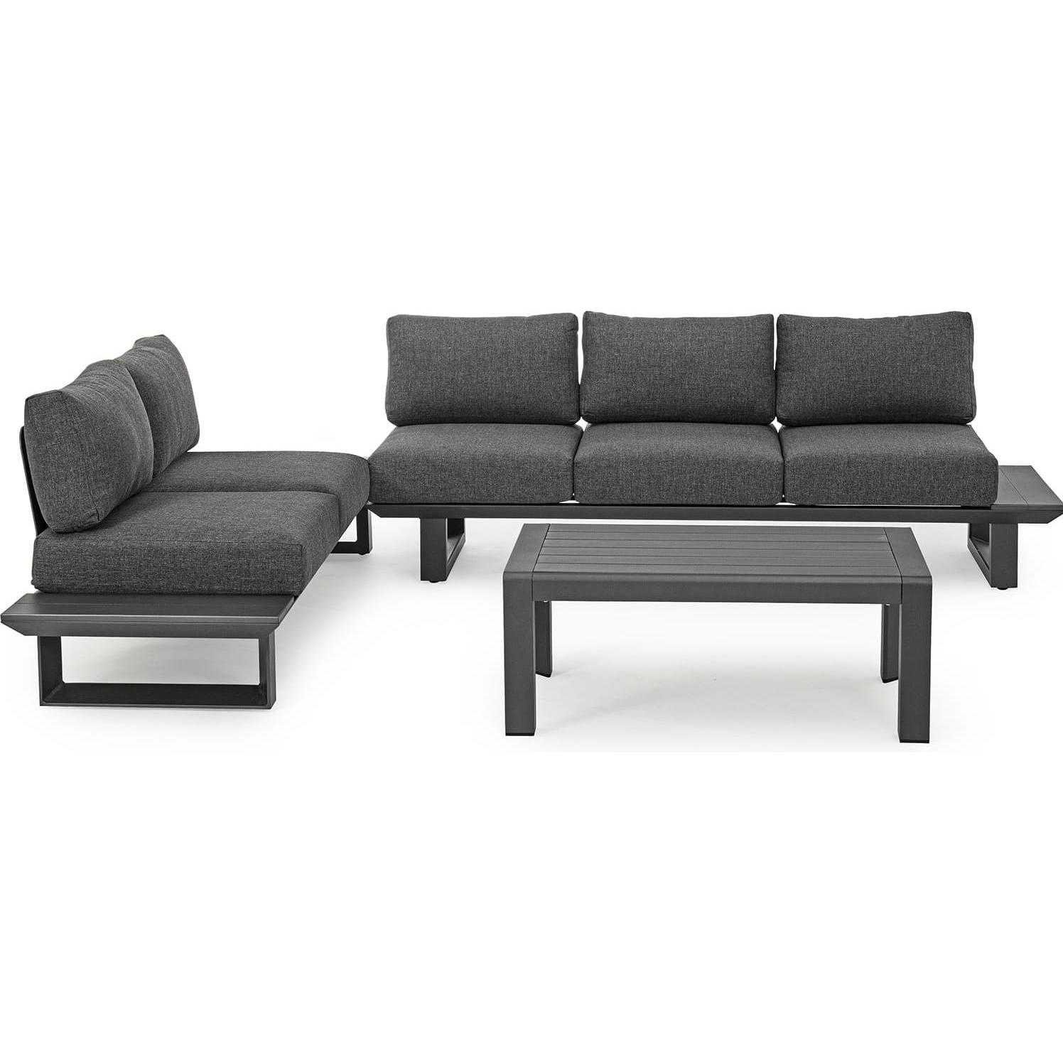 Bizzotto, Gartenlounge, Garten Ecksitzgruppe Konnor mit Kissen anthrazit