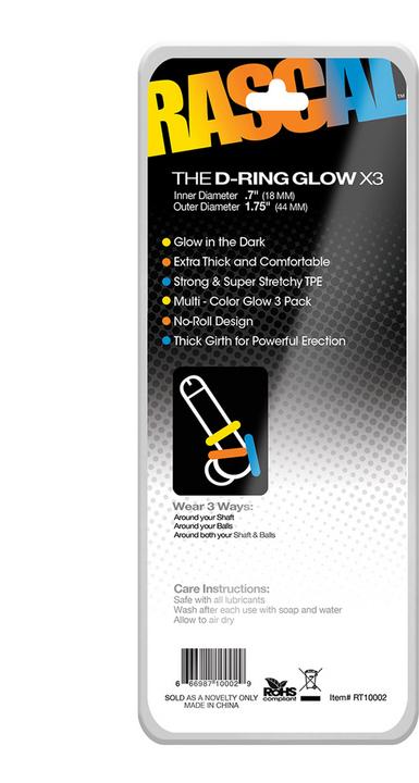 Actual product image Pipedream The D-Ring Glow - X3 - Glow in the dark (4.45 cm)