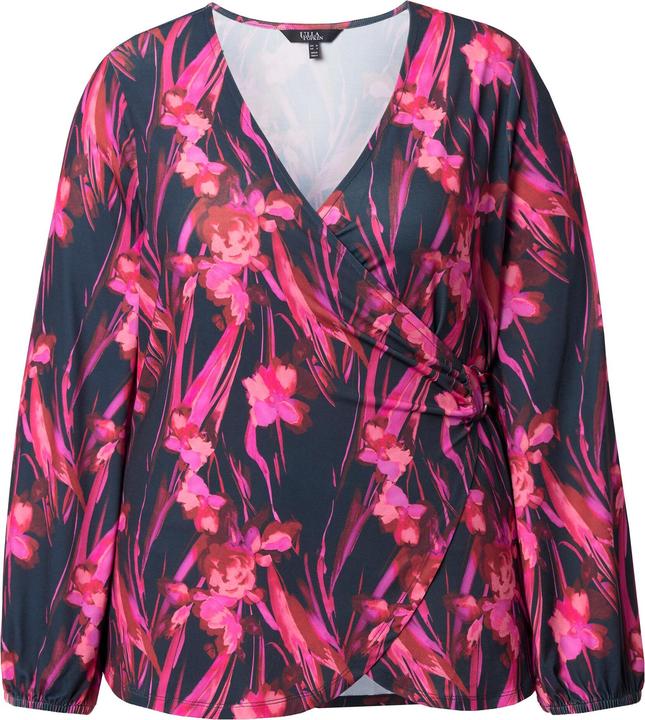 Immagine prodotto Ulla Popken Maglia con fiori, effetto incrociato, scollo a V e maniche lunghe (52)