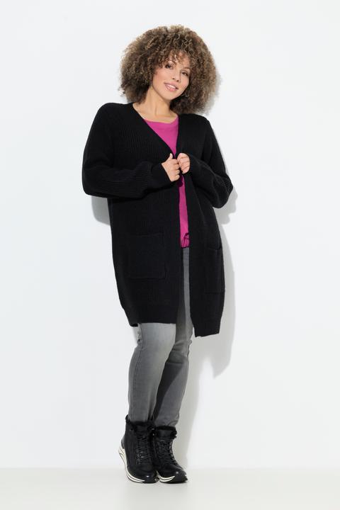 Immagine prodotto Ulla Popken Cardigan lungo con abbottonatura, scollo a V e maniche lunghe (42, 44)