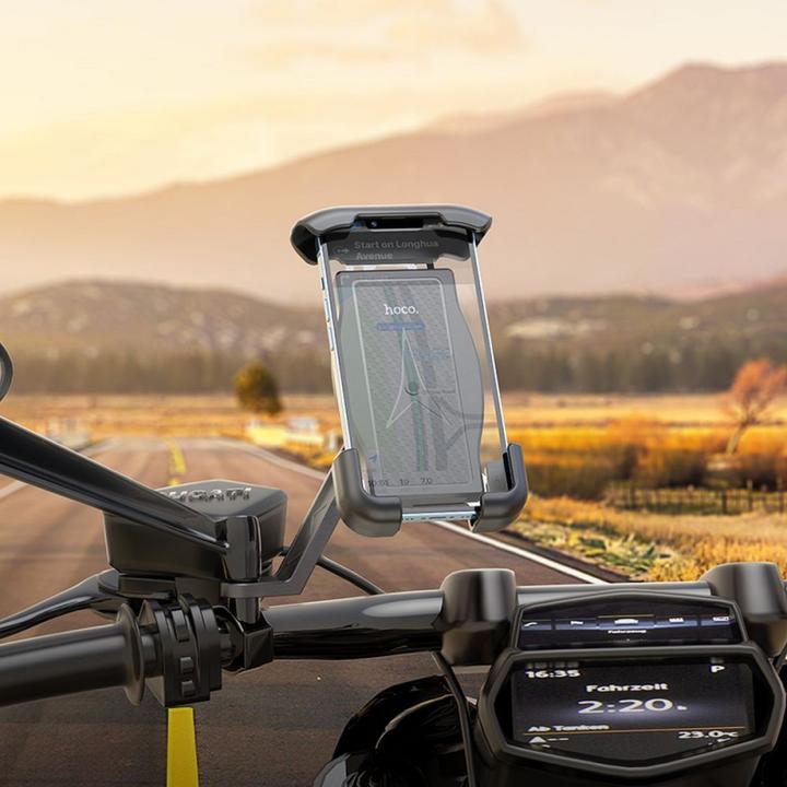 Actual product image Hoco - Motorcycle Holder (CA119) - Strong Grip, for Phones 4.5 - 7", for Rearview Mirror - Black