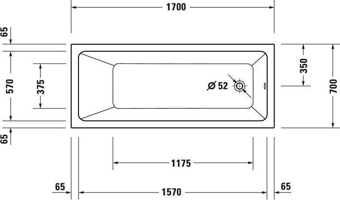 Produktbild Duravit Badewanne No 1 1 Rückenschrägen weiss 1700x700mm (125 l, 170 cm, 70 cm)