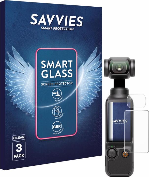 Savvies Panzer Schutzglas für DJI Osmo Pocket 3 (Display + Linse) Schutzfolie Displayschutz Display Schutz