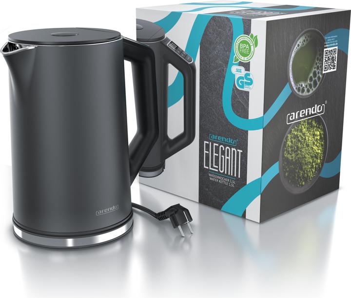 Image du produit Arendo Bouilloire en acier inoxydable 1,5 l 2200 W, double paroi, sélection de la température 40 - 100°C (1.50 l)