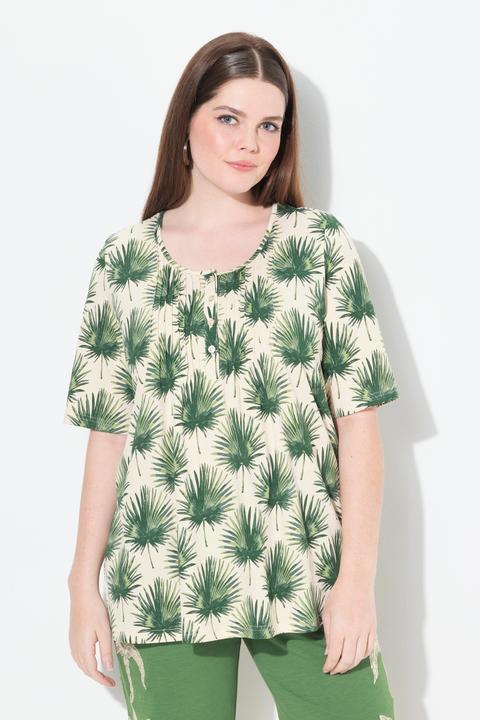 Actual product image Ulla Popken Eco Cotton Palm Leaf Short Sleeve Tee (50, 52)