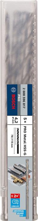 Produktbild Bosch Professional Zubehör PRO Metal HSS-G Spiralbohrer, 4,2 x 78 x 119 mm (4.2 mm)