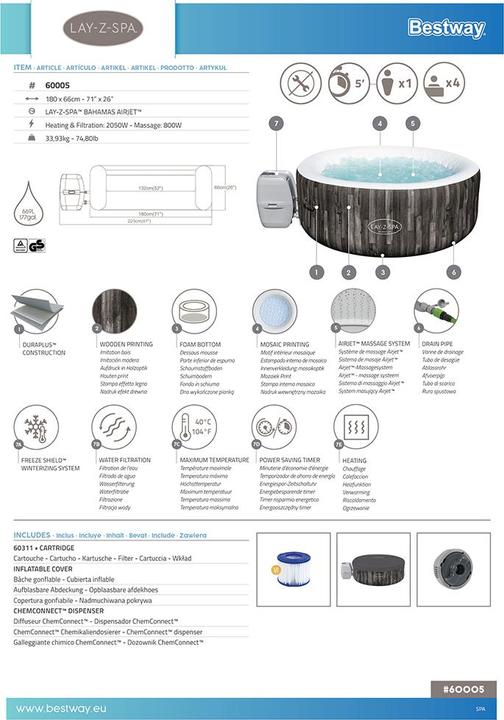 Image du produit Bestway Lay-Z-Spa Bahamas (4 Personnes)