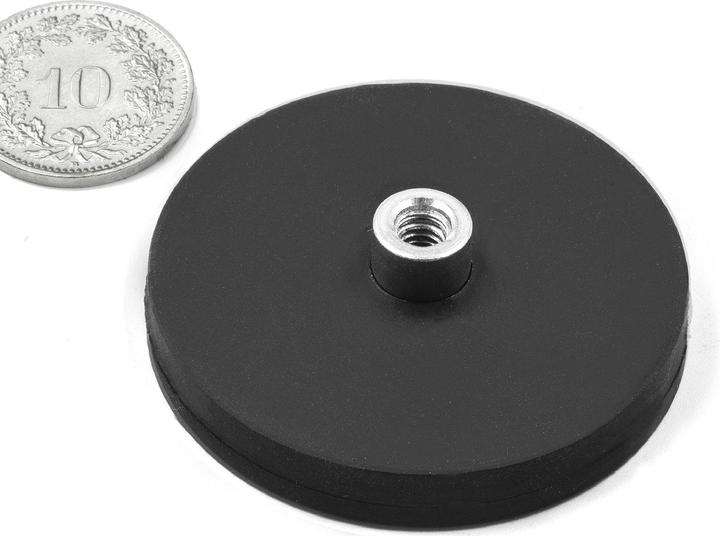 Produktbild Supermagnete Magnetsystem rund gummiert mit Gewindebuchse (1x)