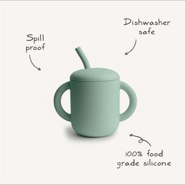 Actual product image Mushie Drinking Mug with Straw Cambridge Blue