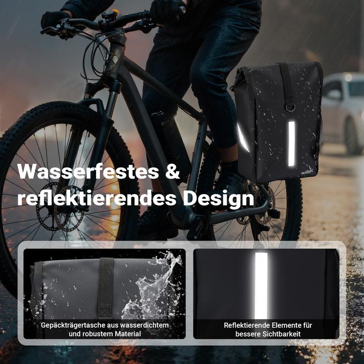 Produktbild Wiltec Gepäckträgertasche matt schwarz 16l Fahrradtasche Gepäckträger Packtasche (16 l, Gepäckträgertasche)