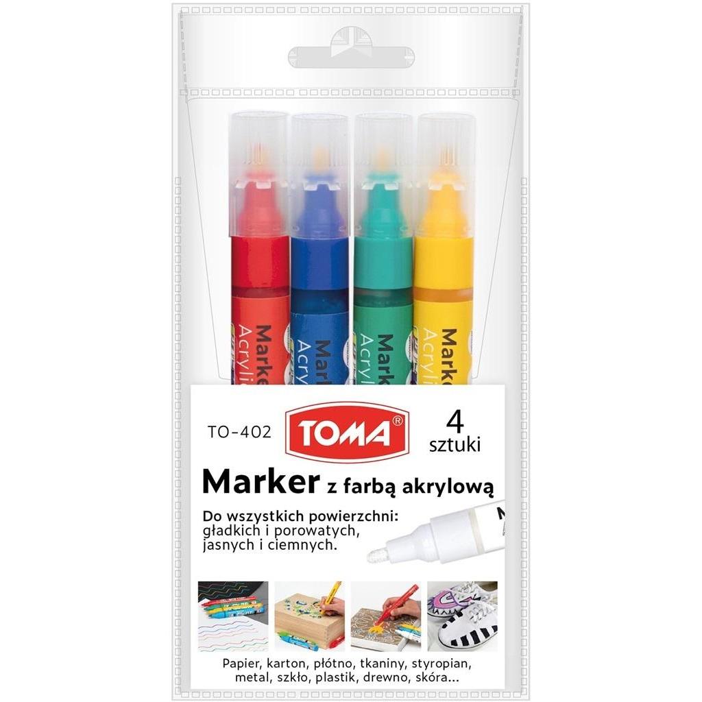 TOM, Evidenziatori, Acrylmarker, runde Spitze, 2,5 mm, 4 Farben (4x)