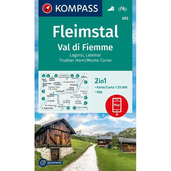 Wanderkarte 655 Fleimstal / Val di Fiemme, Lagorai, Latemar, Trudner Horn, Monte Corno, Landkarte