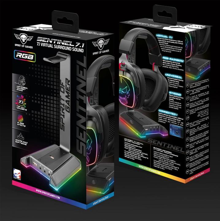 Image du produit Spirit Of Gamer Support Casque Sentinel 7.1 RGB (Noir)
