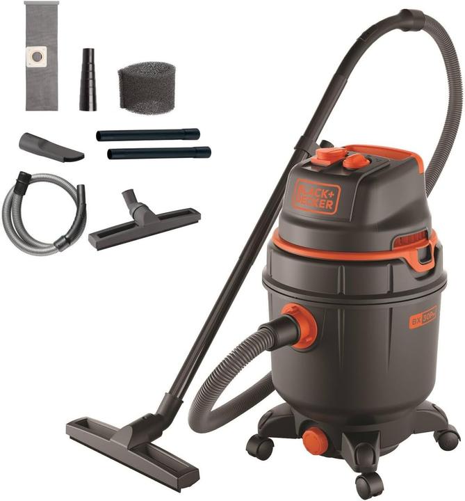 Black & Decker BlackDecker BXVC30PTDE Wet and Liquid Vacuum Cleaner with Power Tool Socket 1600 W 30L (Aspirapolvere a umido e a secco)