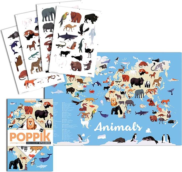 Produktbild Poppik Sticker Lernposter Tiere der Welt (67 Sticker)
