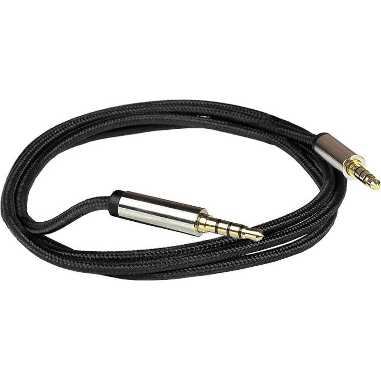 Thumbnail - Python Audio Anschlusskabel High-Quality, 4-poliger 3,5mm Klinkenstecker beidseitig, Textilmantel, schwarz (0.50 m, 3.5m...