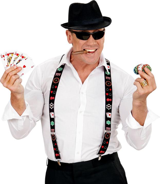 Actual product image Widmann Adjustable braces with clips Poker motifs (One size)