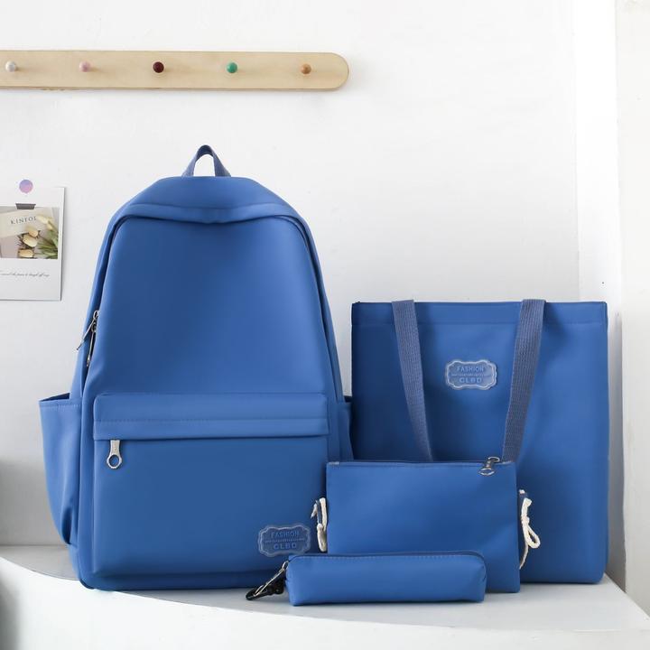 Actual product image Only-Bags.Store 4pcs Bag Set: Chic Solid Colour Nylon Backpack with Adjustable Straps, Tote, Crossbody &